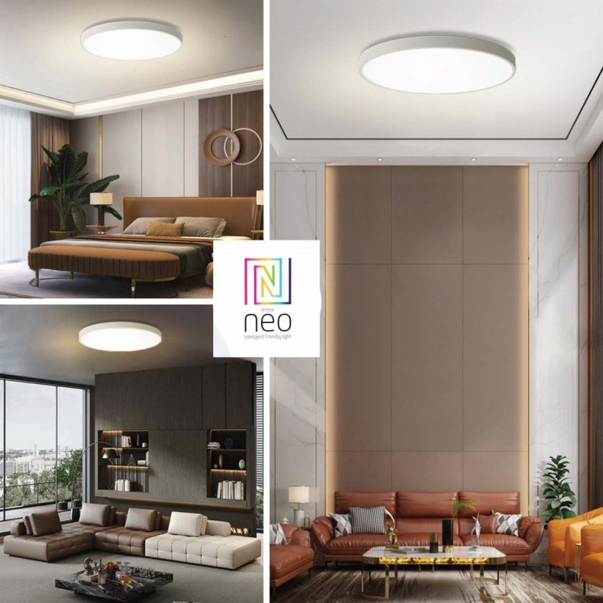 Immax NEO 07315L - LED-dimmbare Deckenleuchte SEMPLICI LED/96W/230V Ø 80 cm Wi-Fi Tuya weiß + Fernbedienung