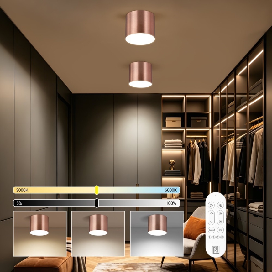 Immax NEO 07320L - RONDATE, dimmbare LED-Deckenleuchte LED/32W/230V, Ø 16,5 cm, Wi‑Fi (Tuya), Roségold