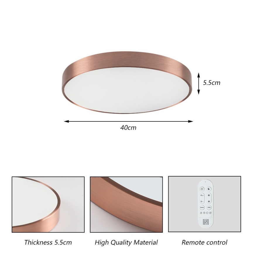 Immax NEO 07321L - LED-dimmbare Deckenleuchte NEO LITE SEMPLICI LED/36W/230V Ø 40 cm Tuya Roségold + Fernbedienung