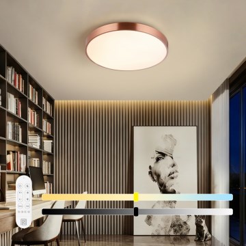 Immax NEO 07321L - LED-dimmbare Deckenleuchte NEO LITE SEMPLICI LED/36W/230V Ø 40 cm Tuya Roségold + Fernbedienung