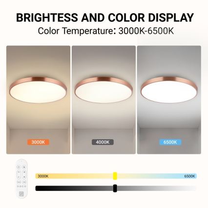 Immax NEO 07323L - dimmbare LED-Deckenleuchte SEMPLICI LED/96W/230V Ø 80 cm Wi-Fi Tuya Roségold + Fernbedienung