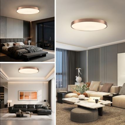 Immax NEO 07323L - dimmbare LED-Deckenleuchte SEMPLICI LED/96W/230V Ø 80 cm Wi-Fi Tuya Roségold + Fernbedienung