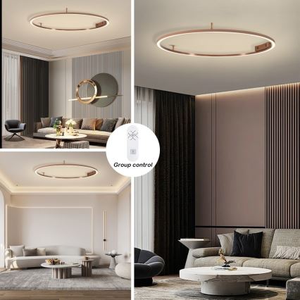 Immax NEO 07325-120C - dimmbar LED-Deckenleuchte FINO LED/72W/230V 120 cm Tuya Roségold + Fernbedienung