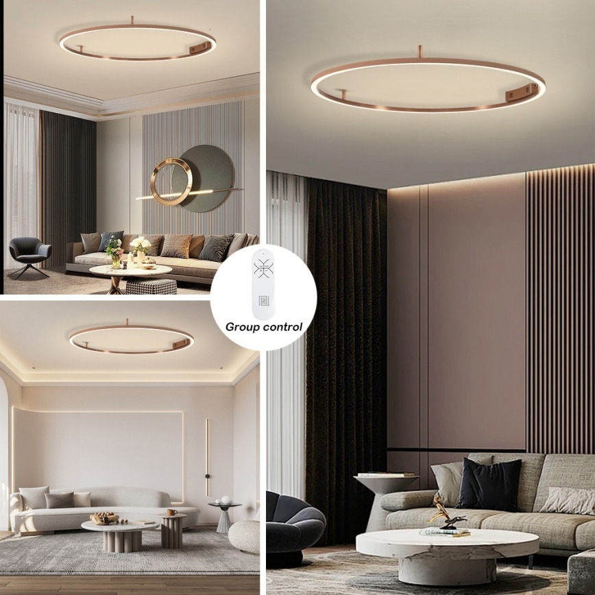 Immax NEO 07325-120C - dimmbar LED-Deckenleuchte FINO LED/72W/230V 120 cm Tuya Roségold + Fernbedienung