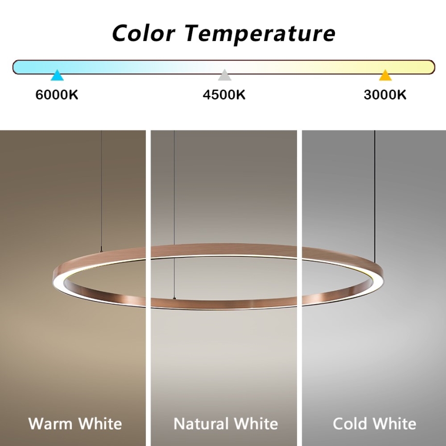Immax NEO 07327L - LED dimmbare Hängeleuchte FINO an Seil LED/55W/230V 80 cm Tuya Roségold + Fernbedienung