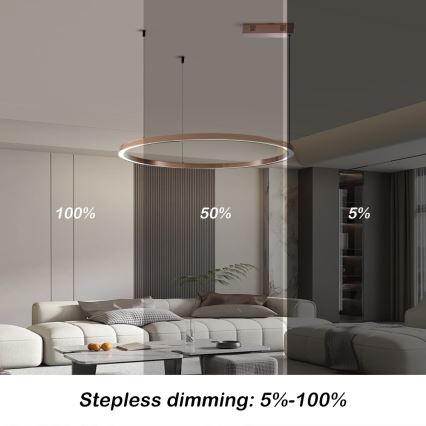Immax NEO 07327L - LED dimmbare Hängeleuchte FINO an Seil LED/55W/230V 80 cm Tuya Roségold + Fernbedienung