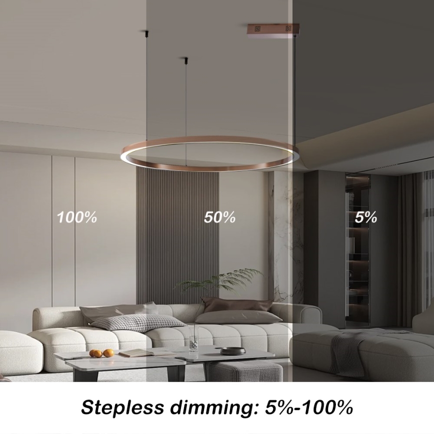 Immax NEO 07327L - LED dimmbare Hängeleuchte FINO an Seil LED/55W/230V 80 cm Tuya Roségold + Fernbedienung