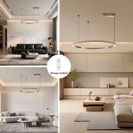 Immax NEO 07327L - LED dimmbare Hängeleuchte FINO an Seil LED/55W/230V 80 cm Tuya Roségold + Fernbedienung