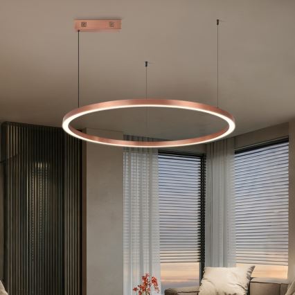 Immax NEO 07327L - LED dimmbare Hängeleuchte FINO an Seil LED/55W/230V 80 cm Tuya Roségold + Fernbedienung