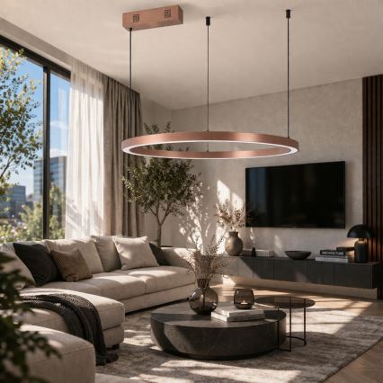 Immax NEO 07327L - LED dimmbare Hängeleuchte FINO an Seil LED/55W/230V 80 cm Tuya Roségold + Fernbedienung