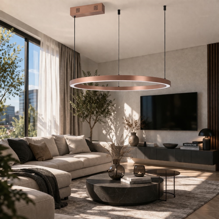 Immax NEO 07327L - LED dimmbare Hängeleuchte FINO an Seil LED/55W/230V 80 cm Tuya Roségold + Fernbedienung