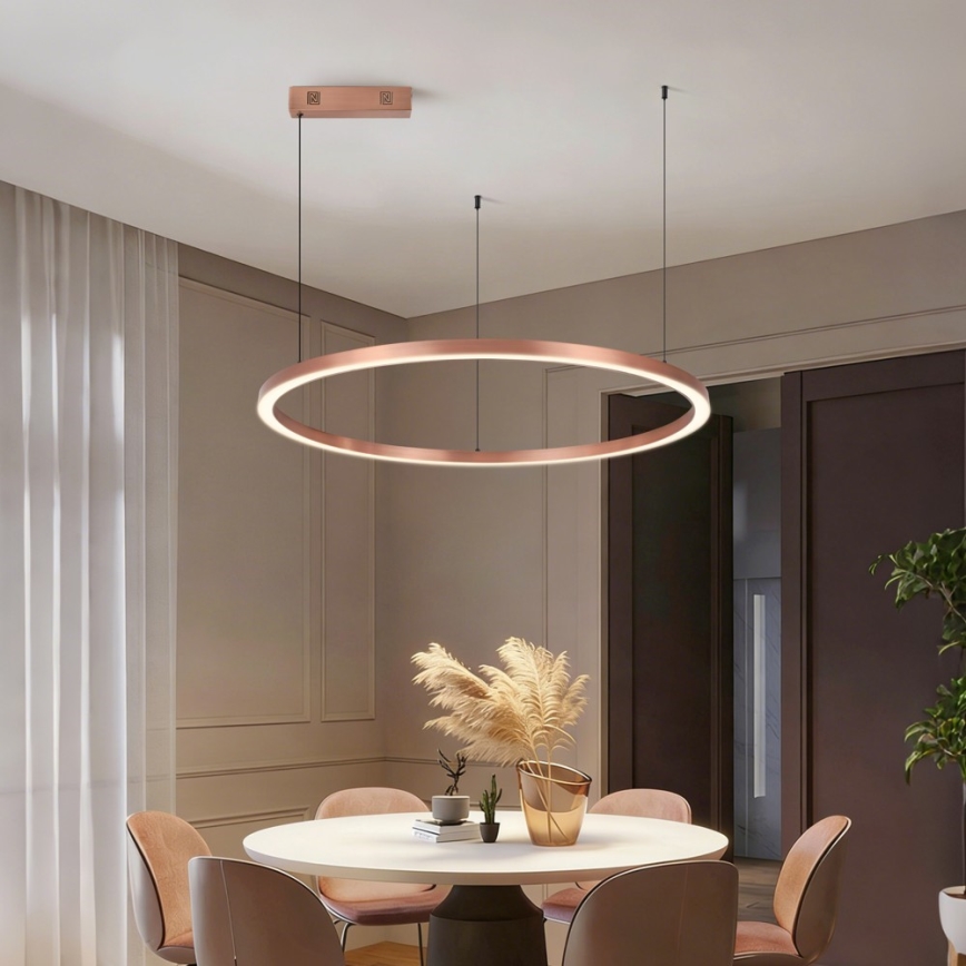 Immax NEO 07327L - LED dimmbare Hängeleuchte FINO an Seil LED/55W/230V 80 cm Tuya Roségold + Fernbedienung