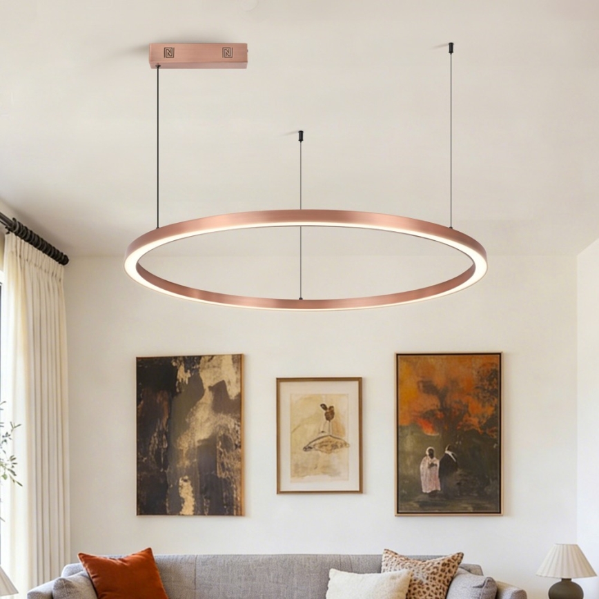 Immax NEO 07327L - LED dimmbare Hängeleuchte FINO an Seil LED/55W/230V 80 cm Tuya Roségold + Fernbedienung