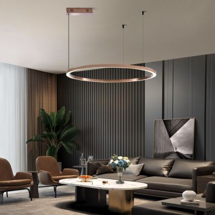 Immax NEO 07327L - LED dimmbare Hängeleuchte FINO an Seil LED/55W/230V 80 cm Tuya Roségold + Fernbedienung