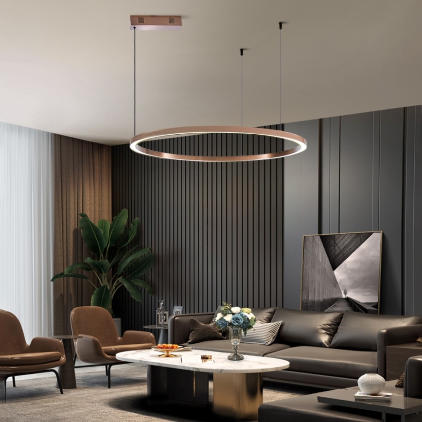 Immax NEO 07327L - LED dimmbare Hängeleuchte FINO an Seil LED/55W/230V 80 cm Tuya Roségold + Fernbedienung