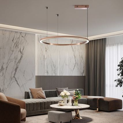Immax NEO 07327L - LED dimmbare Hängeleuchte FINO an Seil LED/55W/230V 80 cm Tuya Roségold + Fernbedienung