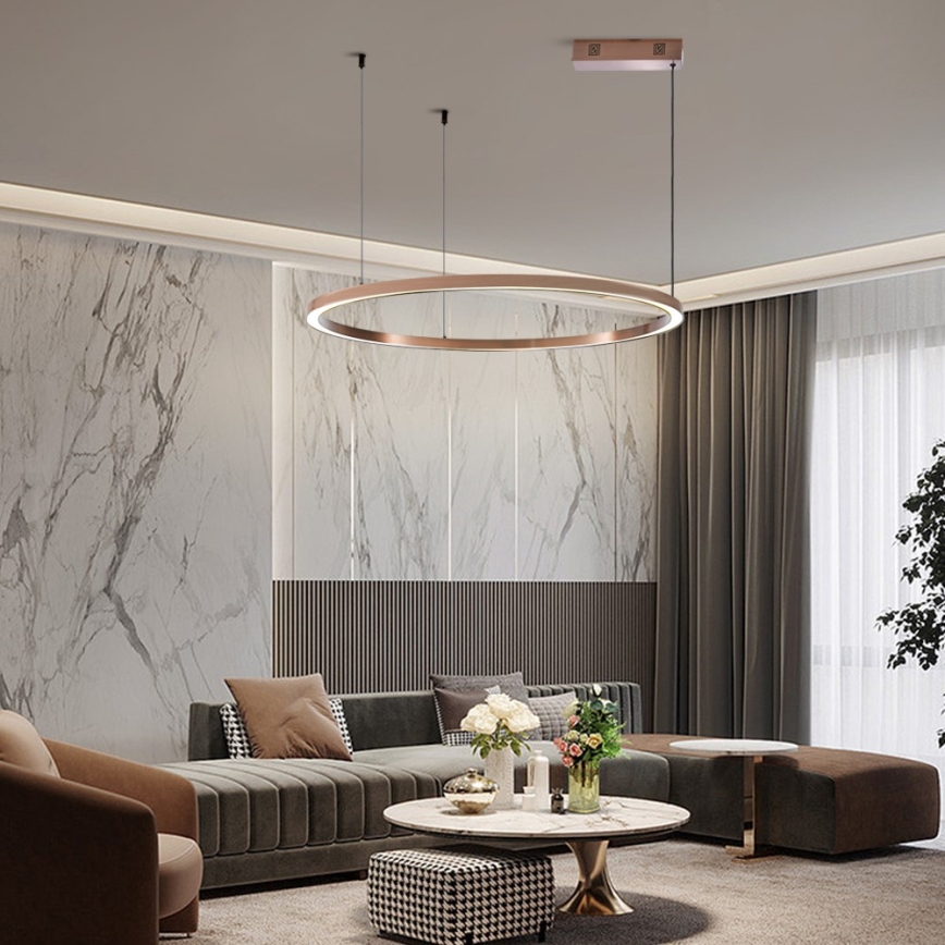 Immax NEO 07327L - LED dimmbare Hängeleuchte FINO an Seil LED/55W/230V 80 cm Tuya Roségold + Fernbedienung