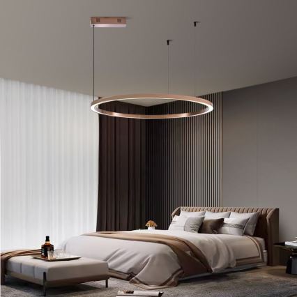 Immax NEO 07327L - LED dimmbare Hängeleuchte FINO an Seil LED/55W/230V 80 cm Tuya Roségold + Fernbedienung