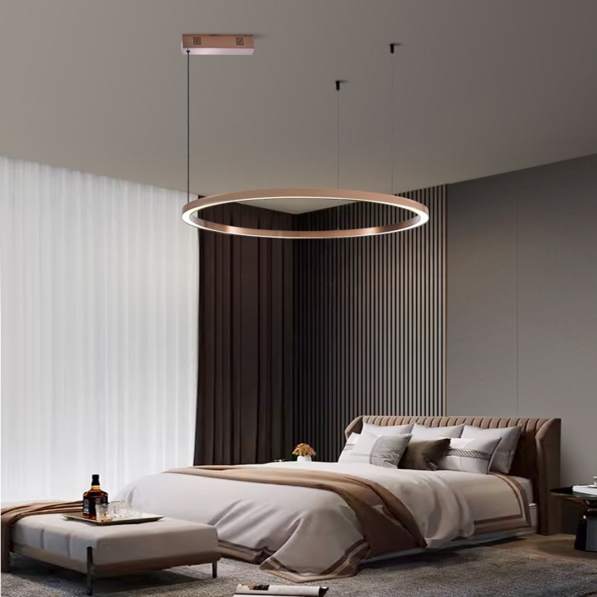 Immax NEO 07327L - LED dimmbare Hängeleuchte FINO an Seil LED/55W/230V 80 cm Tuya Roségold + Fernbedienung