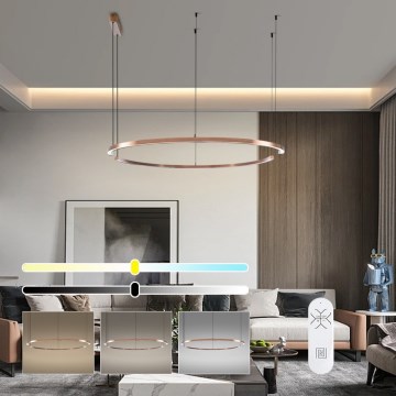 Immax NEO 07328L - LED-dimmbarer Pendelleuchter an Drahtseil FINO LED/72W/230V 120 cm Tuya Roségold + Fernbedienung