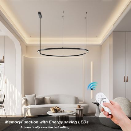 Immax NEO 07329L - LED-dimmbare Hängeleuchte an Stahlseil FINO LED/72W/230V 120 cm schwarz Tuya + Fernbedienung
