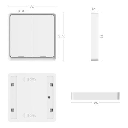 Immax NEO 07507C - SET 3x Schalter 2-Tasten SMART 3xCR2430 Zigbee 3.0 Tuya