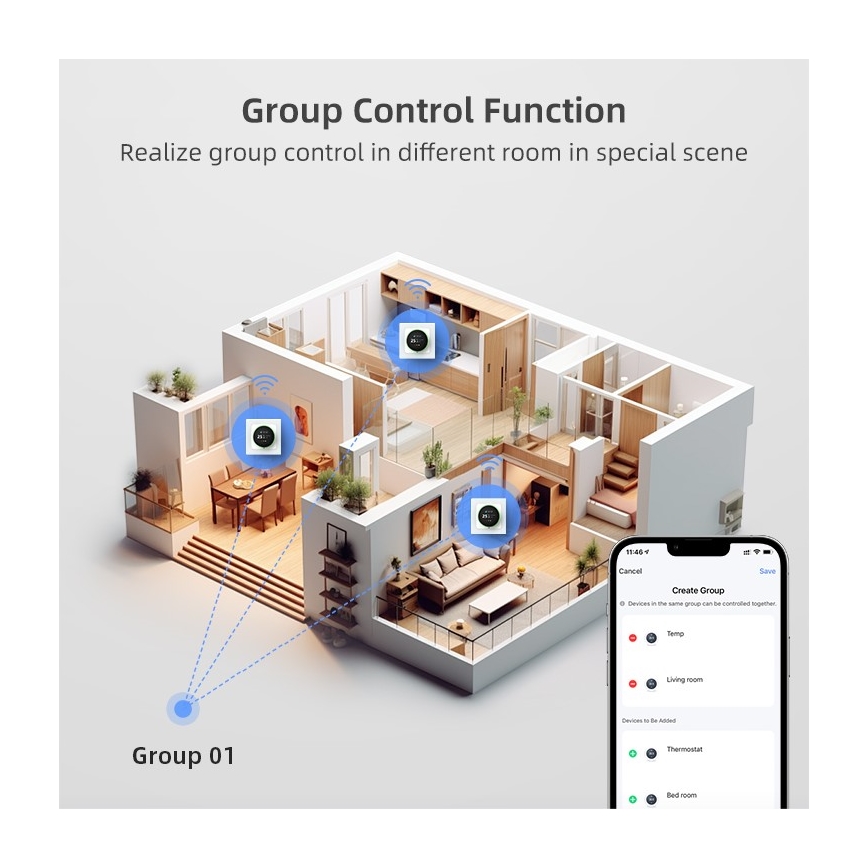 Immax NEO 07534L - SMART-Thermostat für Fußbodenheizung 230V/3A Wi-Fi Tuya