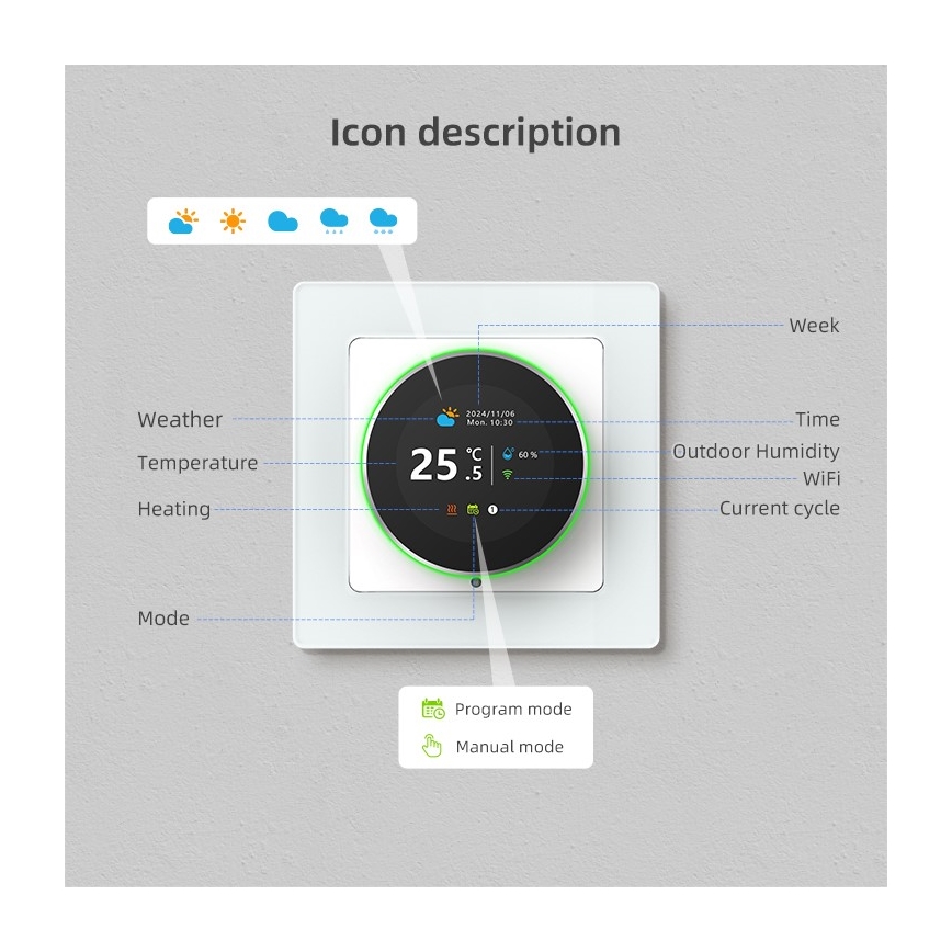 Immax NEO 07534L - SMART-Thermostat für Fußbodenheizung 230V/3A Wi-Fi Tuya
