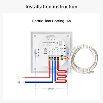 Immax NEO 07535L - Thermostat für elektrische Fußbodenheizung SMART 230V/16A Wi-Fi Tuya