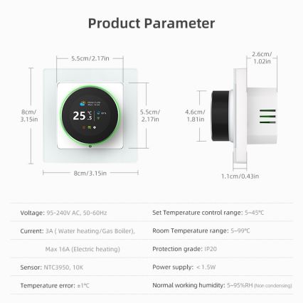 Immax NEO 07535L - Thermostat für elektrische Fußbodenheizung SMART 230V/16A Wi-Fi Tuya