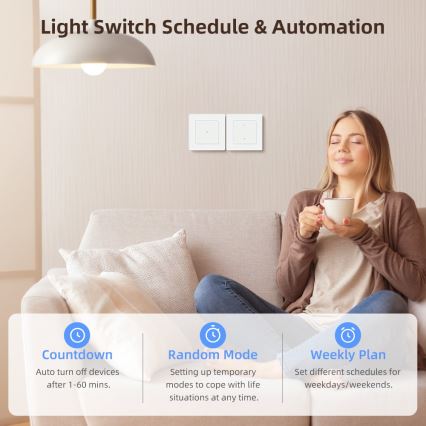Immax NEO 07539L - 2-Tasten-Smart-Schalter 230 V Wi‑Fi (Tuya)
