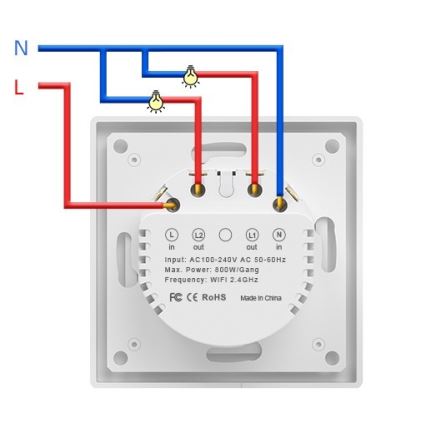 Immax NEO 07539L - 2-Tasten-Smart-Schalter 230 V Wi‑Fi (Tuya)