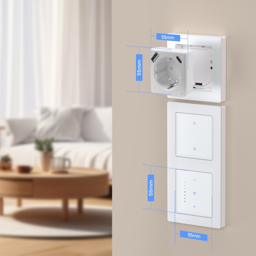 Immax NEO 07552L - Intelligente Steckdose Typ F 16A/230V mit 1x USB-A und 1x USB-C (PD 20W) Tuya