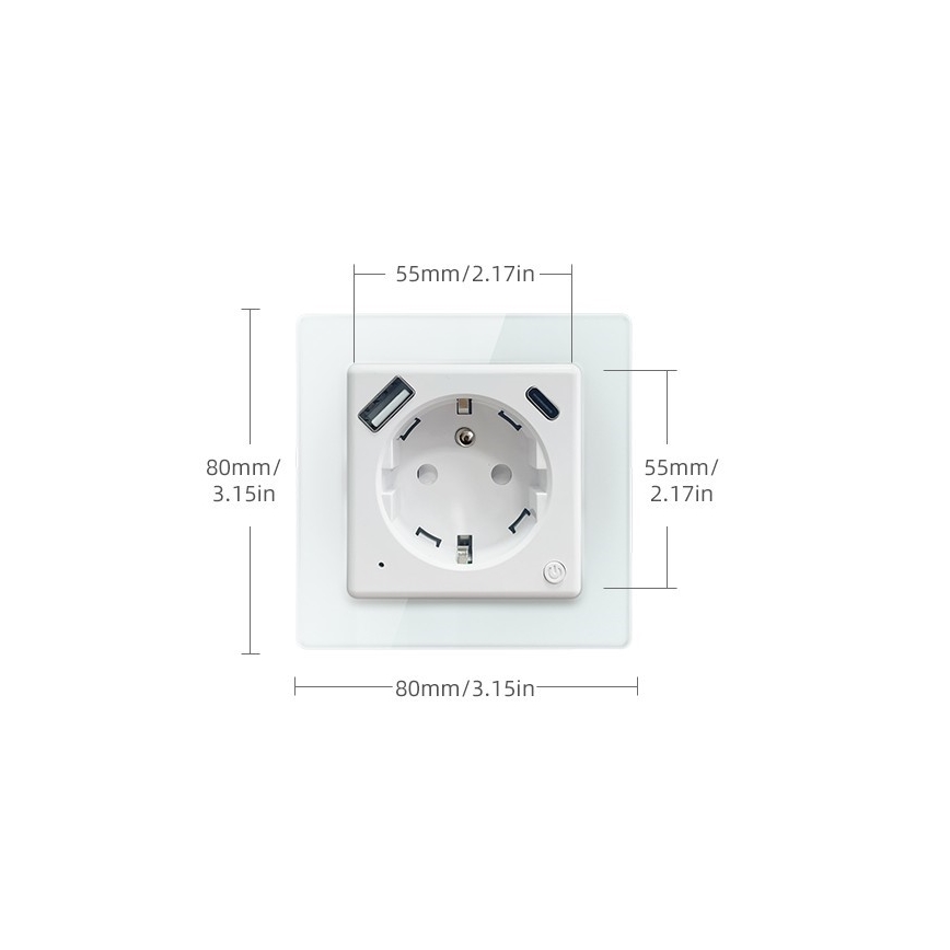 Immax NEO 07553L - Smarte Steckdose E 16A/230V + 1x USB-A + 1x USB-C PD 20W Tuya