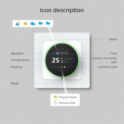 Immax NEO 07555L - Smart-Thermostat für elektrische Fußbodenheizung 230V/16A Tuya