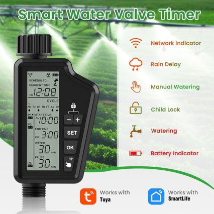 Immax NEO 07556L - Bewässerungsventil 4xAA IP65 Wi-Fi Tuya