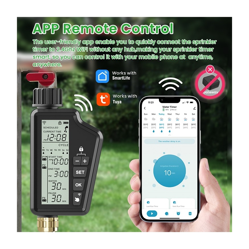 Immax NEO 07556L - Bewässerungsventil 4xAA IP65 Wi-Fi Tuya