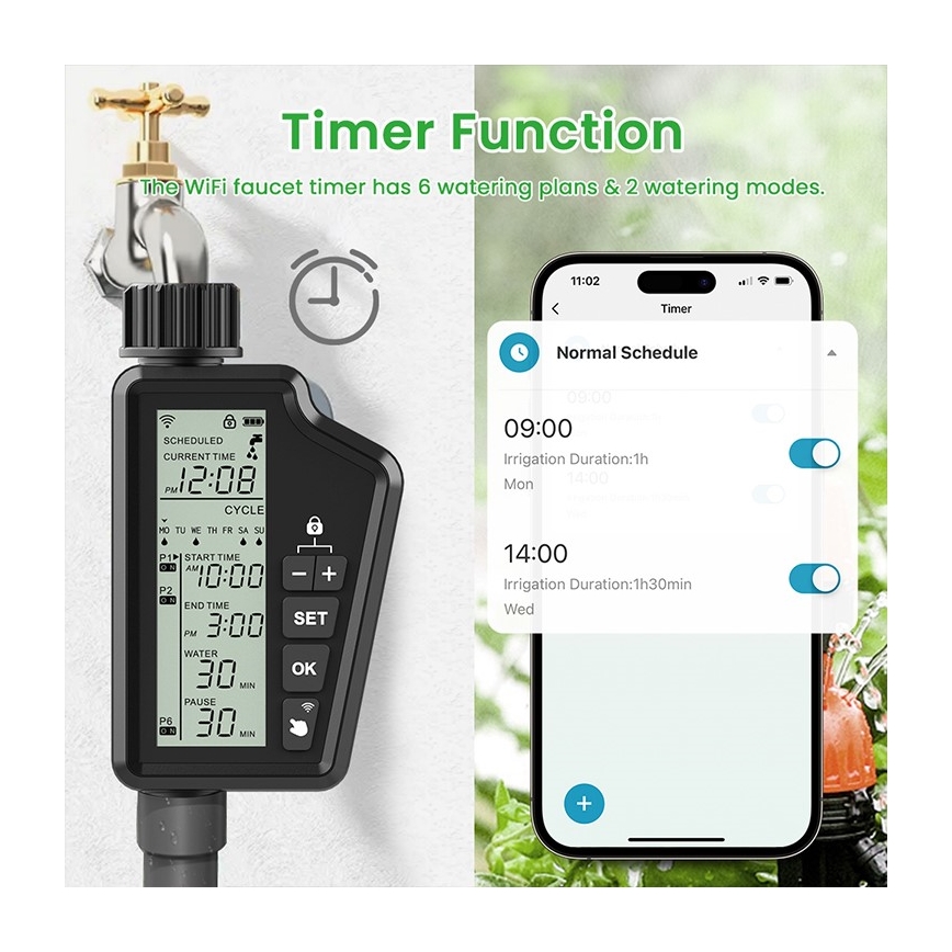Immax NEO 07556L - Bewässerungsventil 4xAA IP65 Wi-Fi Tuya