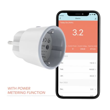 Immax NEO 07737L - Smart-Steckdose NEO LITE 3680W/230V/16A Wi-Fi Tuya SCHUKO