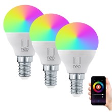 Immax NEO 07745C - SET 3x LED RGB Dimmbare Glühbirne E14/6W/230V 2700-6500K Wi-Fi Tuya