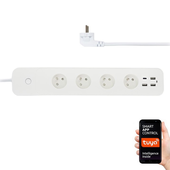 Immax NEO 07771L- Verlängerungskabel NEO LITE Smart 4AC+3xUSB+1xUSB C Wi-Fi Tuya