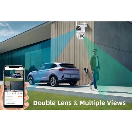 Immax NEO 07783L - Intelligente Außenkamera mit DOUBLE-Sensor 355° Schwenk-/Neigefunktion 2x2MP IP65 Wi-Fi Tuya