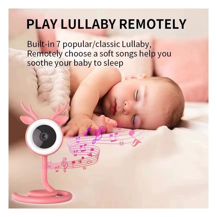 Immax NEO 07798L - Aufladbares Smart-Babyfon mit Kamera 5V Wi-Fi rosa