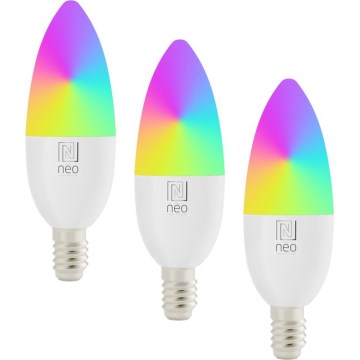Immax NEO 07808C - Set 3x LED RGB+CCT dimmbares Leuchtmittel E14/4,8W/230V Wi‑Fi Tuya
