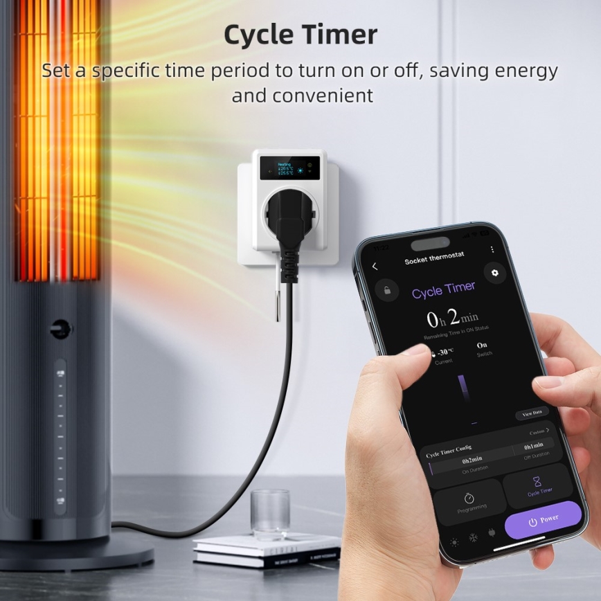 Immax NEO 07811L - Smart-Steckdose mit Thermometer F 3680W Tuya Wi‑Fi