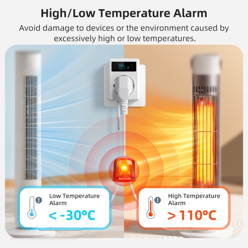Immax NEO 07811L - Smart-Steckdose mit Thermometer F 3680W Tuya Wi‑Fi