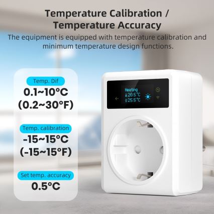 Immax NEO 07811L - Smart-Steckdose mit Thermometer F 3680W Tuya Wi‑Fi