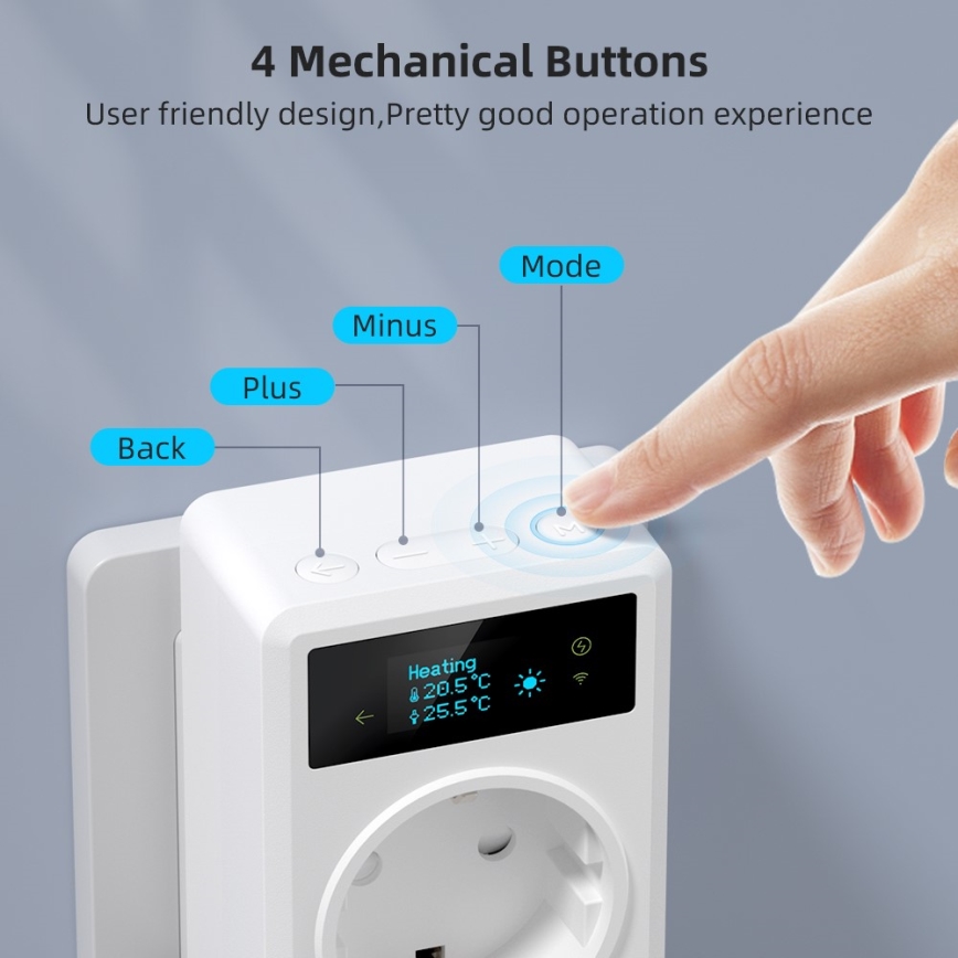 Immax NEO 07811L - Smart-Steckdose mit Thermometer F 3680W Tuya Wi‑Fi