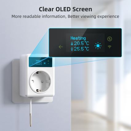 Immax NEO 07811L - Smart-Steckdose mit Thermometer F 3680W Tuya Wi‑Fi