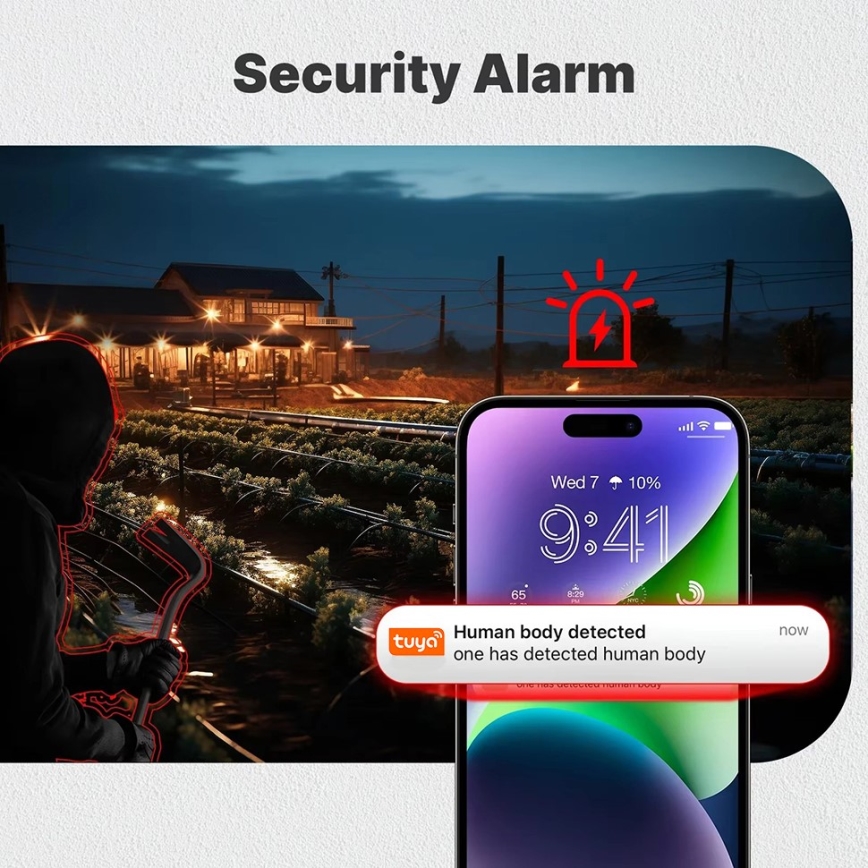 Immax NEO 07820L - Smarte solarbetriebene Außenkamera mit Sensor, 6000 mAh Akku, IP65, Tuya